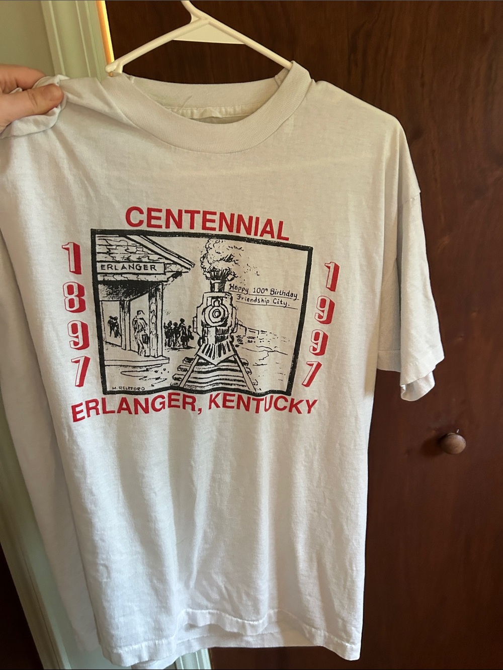Vintage Centennial Erlanger Kentucky White Graphic Tee